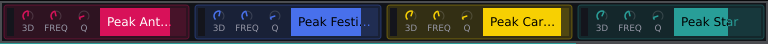 The channel row: four channels, each with its clip's name