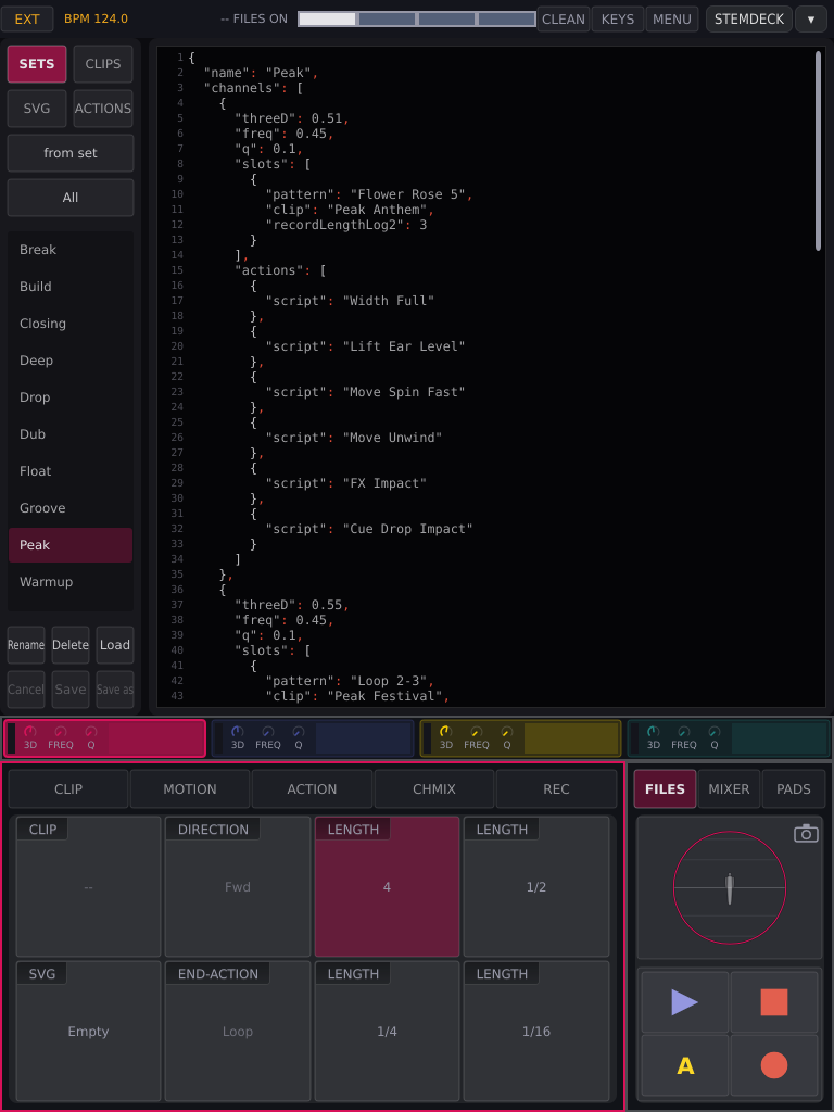 FILES, with the set "Peak" shown