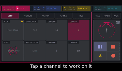 Tap channel 2, channel 3, then channel 1 in the channel row: the bar follows the channel and takes its colour.