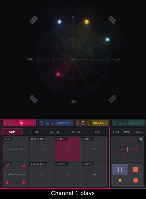 With the clip playing tap ●, tap ▶, draw circles on the sphere from the downbeat, tap ●: the last full lap is the take.