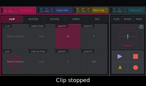 Tap ▶: it blinks until the downbeat, then plays. Tap ❚❚: it pauses on the next downbeat.